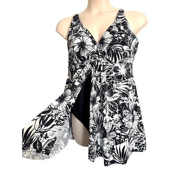Swim Solutions Support Control Size 22W Swim Dress Black White NWT $122 - Picture 4 of 16